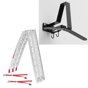Set: Motorrad Auffahrrampe bis 340 kg Alu-I klappbar ConStands mit Garderobe WH2 sw