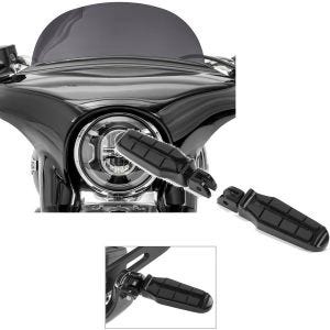 Set: Pare-brise compatible avec Harley Davidson Sport Glide 18-24 Craftride M saute vent fumé foncé + Repose-pieds chauffeur compatible avec Harley Davidson Softail 18-24 Craftride ST6 noir