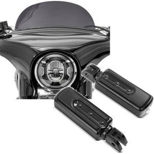 Set: Pare-brise compatible avec Harley Davidson Sport Glide 18-24 Craftride M saute vent fumé foncé + Repose-pieds passager compatible avec Harley Davidson Softail 18-24 Craftride SF8 noir