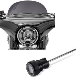 Set: Pare-brise compatible avec Harley Davidson Sport Glide 19-24 Craftride M saute vent fumé foncé + Jauge de niveau / température d'huile compatible avec Harley Davidson Craftride OT2 noir/blanc