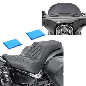 Set: Pare-brise compatible avec Harley Davidson Sport Glide 18-24 Craftride M saute vent fumé foncé + Selle Biplace Gel compatible avec Harley Davidson Sport Glide 18-24 Craftride SP8B