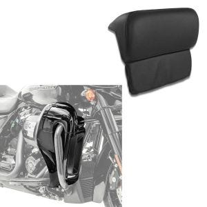 Set: Beinschild passend für Harley Davidson Touring Modelle 14-24 Craftride belüftet schwarz + Rückenpolster passend für Harley Davidson Chopped oder Razor Tour Pak Topcase 14-24 Craftride