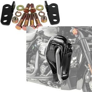 Set: Tieferlegungskit 1"-2" passend für Harley Davidson Touring 02-16 Tieferlegung Craftride + Beinschild passend für Harley Davidson Touring Modelle 14-23 Craftride belüftet schwarz