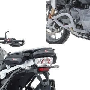 Set: Pare carter compatible avec BMW R 1250 GS 19-23 Motoguard L2 garde moteur gris clair avec Sacoche arrière sac porte outils TB3