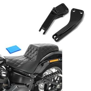 Set: Support Repose-pieds de passager compatible avec Harley Davidson Dyna 06-17 noir Craftride + Selle Biplace Gel compatible avec Harley Davidson Dyna Fat Bob 08-17 Craftride SP6B