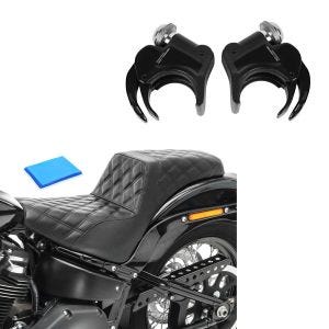 Set: Supports de pare-brise 49mm compatible avec Harley Davidson 05-23 noir Craftride + Selle Biplace Gel compatible avec Harley Davidson Dyna Fat Bob 08-17 Craftride SP6B