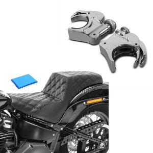 Set: Supports de pare-brise 49mm compatible avec Harley Davidson 05-20 chrome Craftride + Selle Biplace Gel compatible avec Harley Davidson Dyna Fat Bob 08-17 Craftride SP6B