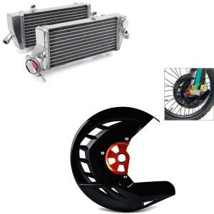 Set: Kühler Radiator passend für KTM EXC-F 4-Takt 16 Paar rechts und links mit Bremsscheibenschutz vorne XDure sw-orange