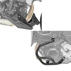 Set: Sturzbügel passend für BMW F 900 R / XR 20-24 Motor-Schutzbügel Motoguard BG2 mit Bugspoiler Motorschutz BS1 Carbon-Look