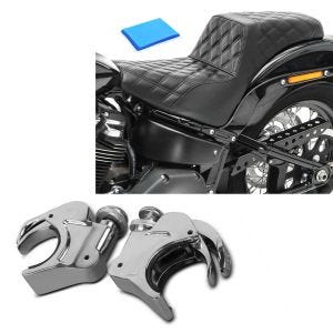 Set: Supports de pare-brise 49mm compatible avec Harley Davidson 05-20 chrome Craftride + Selle Biplace Gel compatible avec Harley Davidson Dyna Fat Bob 08-17 Craftride SP6B