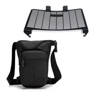 Set: Motorrad Beintasche Bagtecs HT3 Leg Bag Oberschenkeltasche + Kühlerabdeckung passend für Harley Davidson Pan America 1250 21-24 Kühlergrill Zaddox KG1