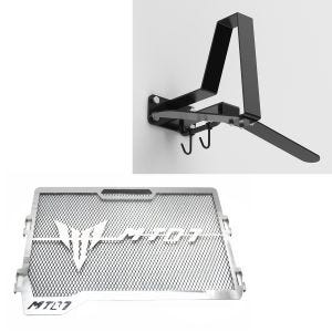 Set: Kühlerabdeckung passend für Yamaha MT-07 13-24 Kühlergrill KG1 Zaddox mit Motorrad Garderobe XGP WH2 sw