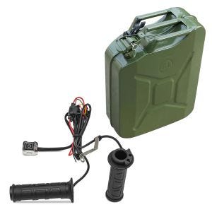 Set: Griffheizung / Motorrad Heizgriffe GH1 passend für 22mm Lenker sw Tourtecs mit Benzinkanister Metall 20 Liter JC3 Grün