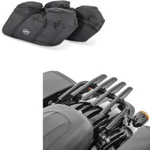 Set: Koffer Innentaschen passend für Harley Davidson Touring 94-24 für Seitenkoffer Craftride SP4 + Gepäckträger passend für Harley Davidson Touring 09-24 Craftride abnehmbar in schwarz
