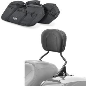 Set: Koffer Innentaschen passend für Harley Davidson Touring 94-24 für Seitenkoffer Craftride SP4 + Sissybar passend für Harley Davidson Touring Modelle 09-24 Craftride in schwarz