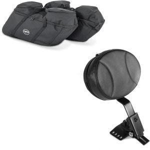 Set: Koffer Innentaschen passend für Harley Davidson Touring 94-24 für Seitenkoffer Craftride SP4 + Fahrer Rückenlehne Round passend für Harley Davidson Touring Modelle 97-24 Craftride