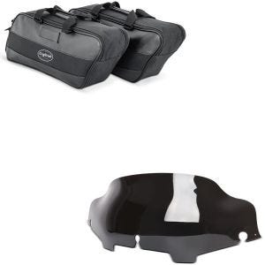 Set: Seitenkoffer Innentasche passend für Harley Davidson Touring 94-22 Craftride + Windschild Wave 6" passend für Harley Davidson Electra-Street Glide 96-13 dunkel getönt Craftride