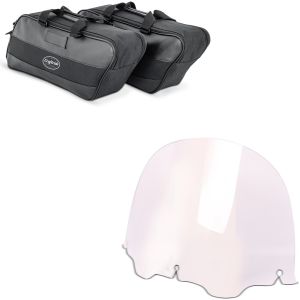Set: Seitenkoffer Innentasche passend für Harley Davidson Touring 94-22 Craftride + Windschild 12,5" passend für Harley Davidson Electra-Street Glide 96-13 klar Craftride