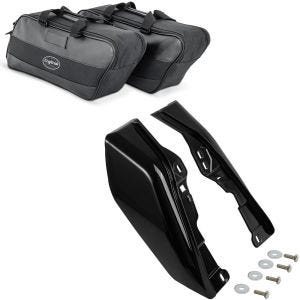 Set: Seitenkoffer Innentasche passend für Harley Davidson Touring 94-24 Craftride + Mittelrahmen Windabweiser passend für Harley Davidson Touring 09-24 Hitzeschutz Craftride WA3 schwarz