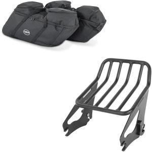 Set: Koffer Innentaschen passend für Harley Davidson Touring 94-24 für Seitenkoffer Craftride SP4 + Gepäckträger W1 Abnehmbar passend für Harley Davidson Touring Modelle 09-24 schwarz Craftride