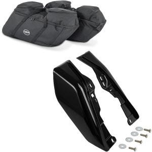 Set: Koffer Innentaschen passend für Harley Davidson Touring 94-24 für Seitenkoffer Craftride SP4 + Mittelrahmen Windabweiser passend für Harley Davidson Touring 09-24 Hitzeschutz Craftride WA3 schwarz