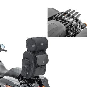 Set: Sissybar Tasche SXL + Gepäckträger passend für Chopper / Custombikes Touring 09-24