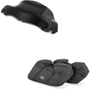 Set: Windschild Wave 9" + Koffer Innentaschen passend für Harley Davidson Touring 94-24 SP4