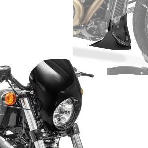 Set: Carenage de phare compatible avec chopper / custombikes 95-20 + Sabot moteur CP9