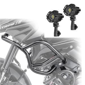 Set: Feux additionnels LED S22X + Pare carter haut compatible avec Suzuki V-Strom 1050 / XT 20-24
