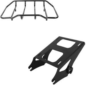 Set: Gepäckträger + Topcase Träger Doppelsitzbank passend für Harley Davidson Touring 84-24