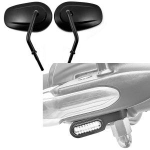 Set: Spiegel CS22 passend für Harley Davidson + LED Lenkerblinker Univ. XS für Lenker Armaturen