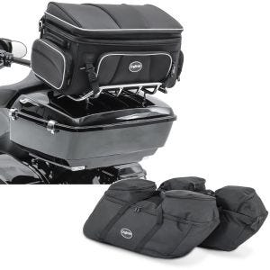 Set: Hecktasche 73Ltr + Koffer Innentaschen passend für Chopper / Custombikes Touring 94-24 SP4