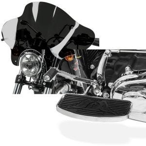 Set: Windschild Batwing + Trittbretter vorne passend für Cruiser/Chopper FB2