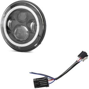 Set: LED Scheinwerfer 7" passend für Harley Davidson + Adapter H4 -H13