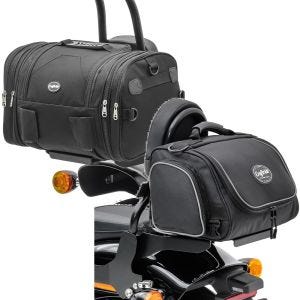 Set: Hecktasche 24-30Ltr passend für Chopper/Cruiser/Custombikes + Hecktasche TM2 14Ltr