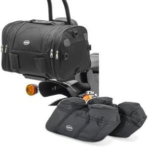 Set: Hecktasche 24-30Ltr + Koffer Innentaschen passend für Chopper / Custombikes Touring 94-24 SP4