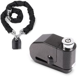 Set: Chaine antivol KS1 Cadenas moto 1,15m + Antivol bloque disque Alarme 120dB