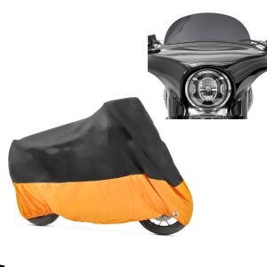 Set: Housse XXXL + Pare-brise compatible avec chopper / custombikes Sport Glide 18-24 M saute vent