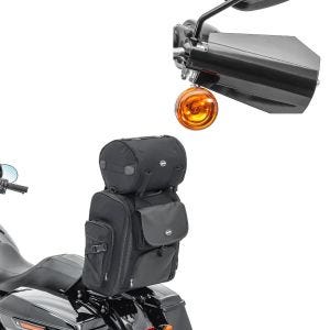 Set: Sissybar Tasche SXL Hecktasche + Handprotektoren passend für Chopper / Custombikes Handschutz HP4