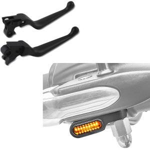 Set: Levier Frein Embrayage compatible avec Harley Davidson Touring 96-07 + LED Clignotants XS
