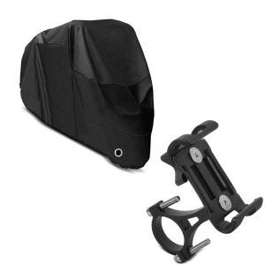Set: Housse Moto XL Bache moto imperméable + Support smartphone SH5 de moto en Alu pour guidon téléphone