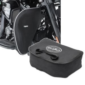 Set: Sturzbügel Spritzschutz passend für Harley Davidson Touring 1980-24 Beinwärmer + Innentasche