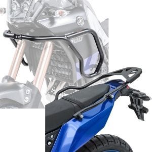 Set: Pare carter haut compatible avec Yamaha Tenere 700 19-24 crashbar Réservoir + Porte-bagages arrière