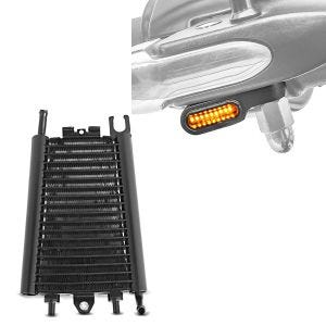 Set: Ölkühler passend für Harley Davidson Softail 18-24 + LED Lenkerblinker XS