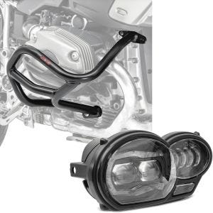 Set: Sturzbügel L passend für BMW R 1200 GS 04-12 Schutzbügel + LED Scheinwerfer ECE QL4