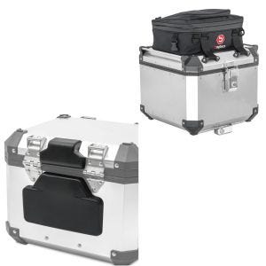 Set: Zusatztasche + Rückenpolster passend für BMW Alu TP Alu Sozius Rückenlehne RL2