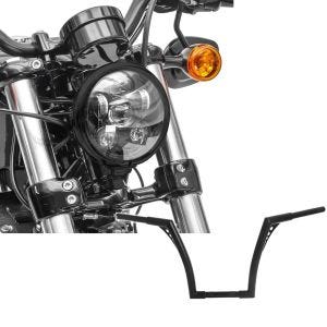 Set: LED Scheinwerfer 5,75 Zoll + Lenker Ape Hanger 14 Zoll passend für Harley Davidson ab 1996