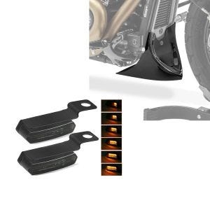 Set: Lenkerblinker TS4 Lauflicht Blinker LED + Bugspoiler passend für Chopper / Custombike 04-20 Frontspoiler CP9 CB39053