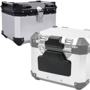 Set: Alu TP XB45 Alu 45 Liter silber + Rückenpolster passend für BMW Alu TP Alu Sozius Rückenlehne RL2