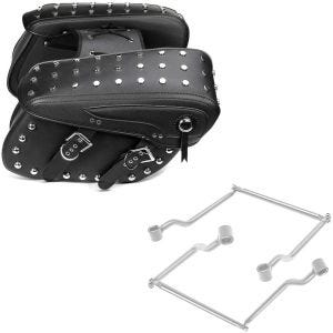 Set: Überwurf Satteltaschen VH6 + Satteltaschenhalter Abstandhalter passend für Chopper und Cruiser chrom